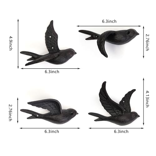 KEGGTUN Flying Bird Cast Iron Hooks, Heavy Duty Vintage Hooks for Coats, Flying Style Iron Cast Decorative for Farmhouse Bags Hats Towels Pack of 4 by KEGGTUN - Used condition - Image 3