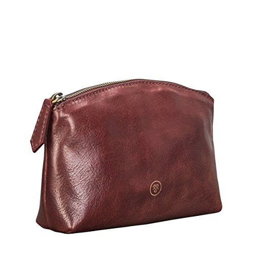 Maxwell Scott Women's Handcrafted Leather Makeup Bag - Chia Wine