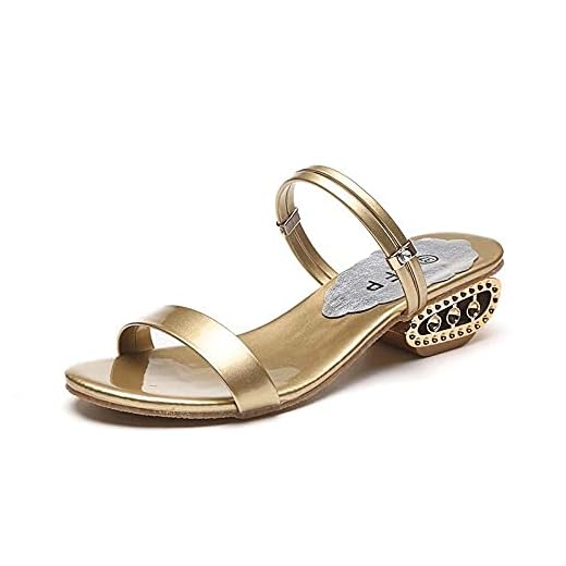 ZZLHHD t-barSlingbackSandaler, Thetwowearsthickwithsandaler, kvinnors svärd med sandaler-guld_UK 7,5, T-BarSandaler
