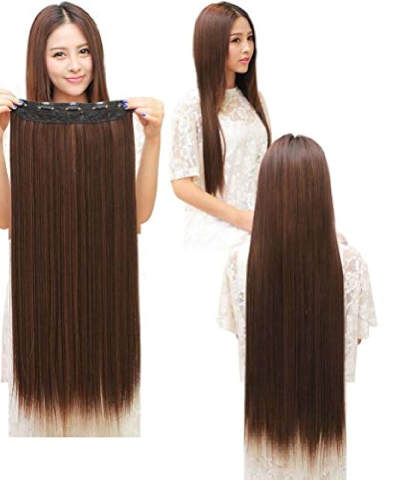 5 Clips Heat Resistant Long 28 Inch Natural Hair Extension