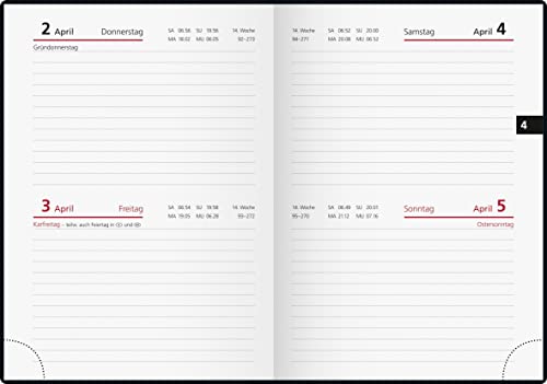 rido/idé Daily calendar model Technik II 2024, 1 page = 2 days, sheet size 10 x 14 cm, black - Image 2