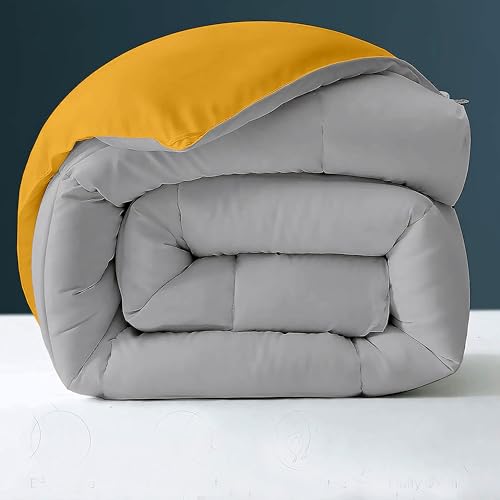 Image of Day Care - 400 GSM Hotel Quality-Down Alternative Reversible Comforter (90 inch x 90 inch Inches /228cm x 228cm) - Comforter Queen Size|Gold /Silver