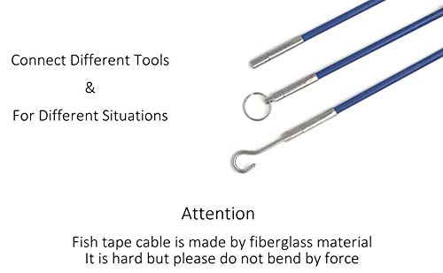 Ezitown Fiberglass Fish Tape Kit Connectable Cable Puller Diameter 5Mm 33 Ft Connector Thread M4 Pull Push Electrical Wire Rods With Hook And Eye #TOP6