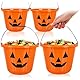 com-four® 4X Halloween Kürbis Eimer XL - Eimer aus Kunststoff im Kürbis-Design zum Sammeln von Süßigkeiten - Candy Bag Sammeltasche mit Henkel für Halloween