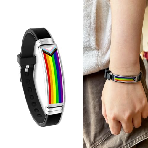 Generic Rainbow Bracelet 2 Pack, Stainless Steel & PU Leather, LGBTQ Pride Wristbands, Adjustable, Perfect for Pride Month Gifts3