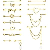 Adramata Pendientes Industrial 14G 16G Acero Quirúrgico para