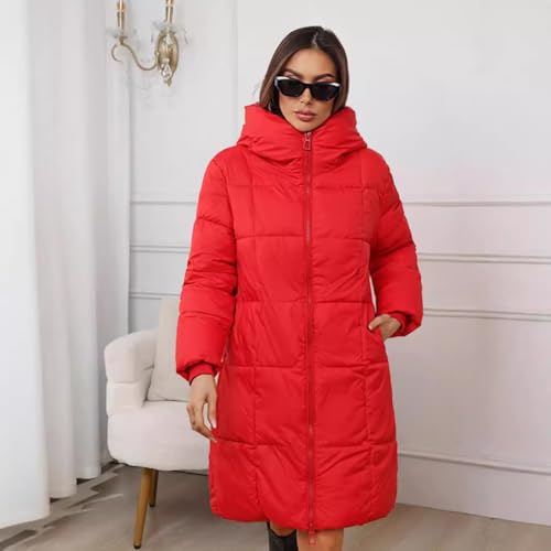 Women's Thick Down Jacket Mid-Length Hooded Warm Coat Winter Quilted Padded Jacket4