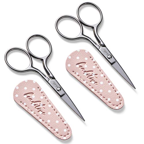 Beaditive Classic Embroidery Scissors with Leather Sheaths (2 PC) Sewing, Embroidery, Crafting - Stainless Steel