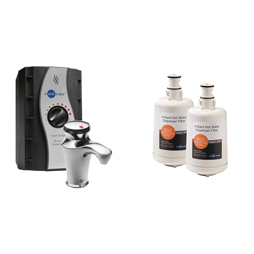 InSinkErator Invite Contour Instant Hot Water Dispenser System - Faucet u0026  Tank, Chrome, H-Contour-SS u0026 F-201R Replacment Water Filter Cartridges, 2  Count (Pack of 1), White, 2 Pack - Amazon.com