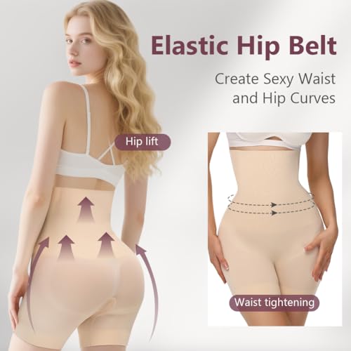 DiULi Bauchweg Unterhose Damen, Hohe Taille Miederhose mit Bein, Figurformende Bauchkontrolle DamenShapewear, Starke Formende, Body Shaper für Frauen, M, Hautfarbe