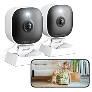 2K Cameras for Home Security,Indoor/Outdoor for Baby/Elder/Pet Monitoring with Phone app,Wired Plug&Play,Color Night Vision,2-Way Audio & 24/7 Recording,Support 128G Card ( Not Included),2-Pack
