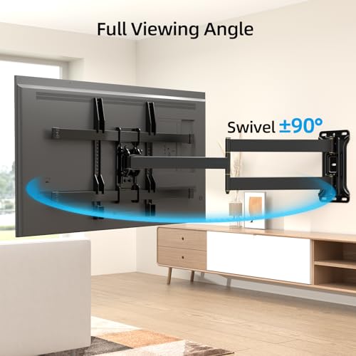 HCMOUNTING 30\" Long Arm Corner TV Wall Mount, Full Motion Swivel & Tilt for 32\"-80\" TVs, Easy Single Stud Installation, Holds up to 100lbs, Max VESA 600x400mm - Thumbnail 3