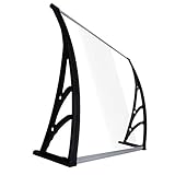 Vordach Haustür Überdachung QIANDA Fenster Dachterrasse Shelter Polycarbonatplatten Regenschutz for Die Veranda (Klar Mit Schwarzem Rand) (Color : Clear, Size : 60cmx80cm)