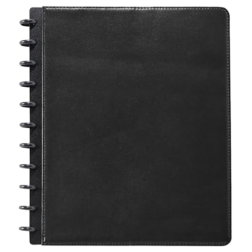 Levenger Circa Premium Leather Foldover Discbound Notebook Journal with Pockets Black Letter
