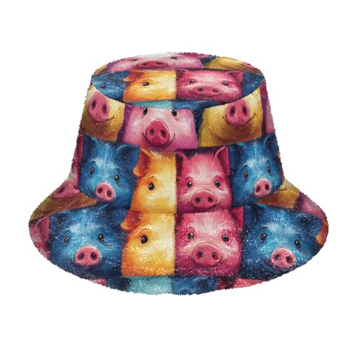 WDdZzyy Cute Pig Theater Style fuzzycute Bucket hat Faux Fur Warm Winter Hats for Women Fashion Fishermans hat for Parties