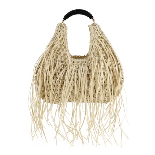 Bolso de playa GOKTOW con flecos tejido para mujer miniatura 1