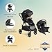Joie Ginger and Mint Latch Travel System – 4-in-1 Travel System with Base-Free Infant Car Seat & Stroller, Built-in Latch for Easy Install and an Included All-Terrain Stroller (Shale Dark)