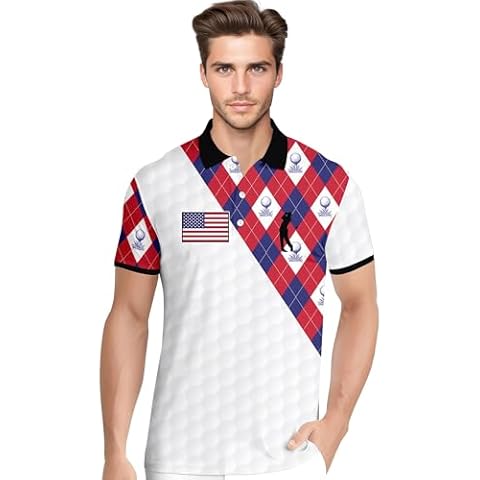 HIVICHI Men's Patriotic Golf Polo Shirt Cover
