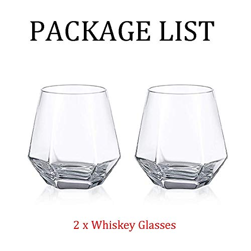 Foto von Diamond Whisky Glasses 2er-Set Gekipptes Scotchglas 300 Ml Whiskyglas Moderner Look Für Männer Frauen, Papa, Ehemann, Freunde, Glaswaren Für Bourbon/Rum/Bar Tumbler