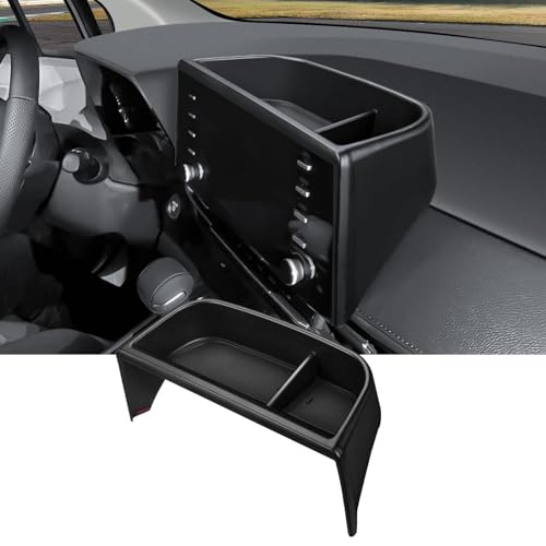 Ecarzo Tray Phone Holder Compatible with 2024 2023 2022 2021 Toyota Sienna Interior Accessories, Hidden Storage Organizer Behind Screen Sunglass Tissue Holder (Not for 2025)