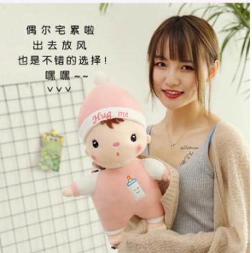 Image of Soft Pink Chubby Baby Boy Plush Toy with Laughing Musical Sound - 50 cm Stuffed Teddy Bear Doll for Girls, Boys, Kids, Birthday Gift, Home Decor