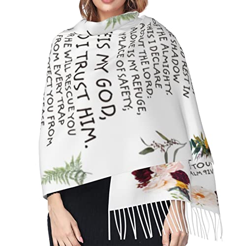 Psalm 23 Travel Scarf The Lord Is My Shepherd 23rd Psalm Floral Cashmere Pashmina Shawl Inspirational Bible Verse Scripture4