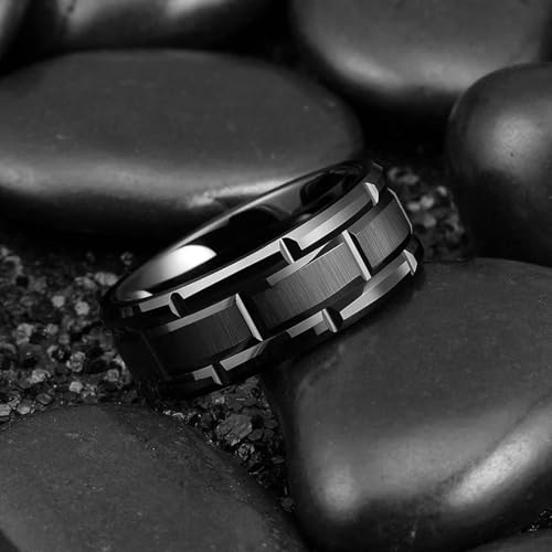 Alliance tendance noire de 8 mm avec finition biseautée haut de gamme - 4