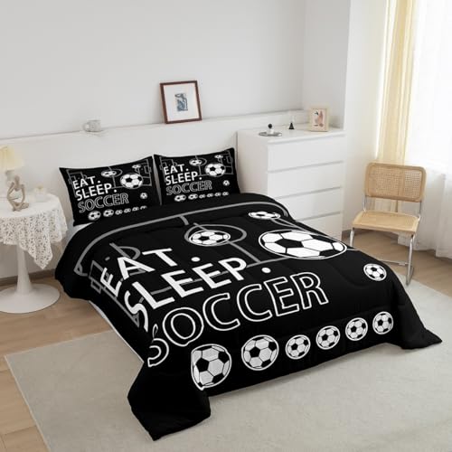 Image of Feelyou Toddle Size Soccer Comforter Set Bedding 2Pcs for Kids Teens