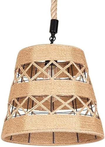 Lámpara de tambor de cáñamo para comedor nórdico y ambiente relajado en la cocina