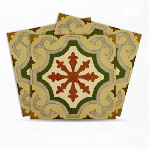 Image of Moroccan Tile Stickers | Waterproof Self Adhesive Peel & Stick Tile Decals for Kitchen Backsplash, Bathroom Wall, Floor, Furniture & Glass (8x8 Inch, Design 13, 36 Pic)