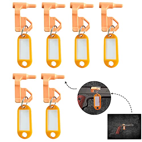 Various fields Chamber Safety Flag, 6 Pack Chamber Safety Flag and Bonus DIY Key Chain Tags, Chamber Flag Includes Built-in Flathead Tool, Universal Gun Accessories, Yellow, 5.71 x 4.76 x 0.75 inch