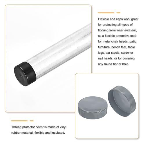 Image of uxcell 2pcs Rubber End Caps 190mm(7 1 /2 Inch) ID x 80mm(3 1 /8 Inch) H Vinyl Round Tube Bolt Cap Cover Screw Thread Protectors Light Gray