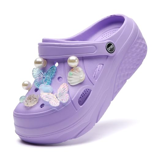 Chaussons with charms clogs de wedge sabots ajourés à semelle épaisse