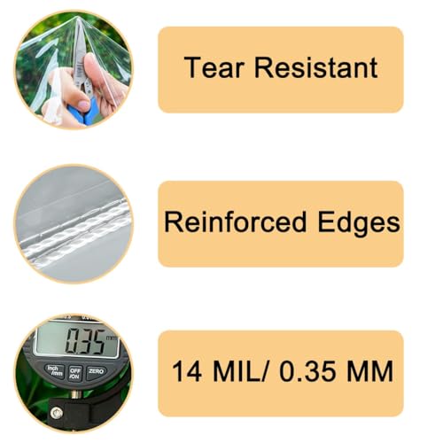 Lona resistente a desgarros transparente e impermeable de 0.35mm con ojales y cuerda 5