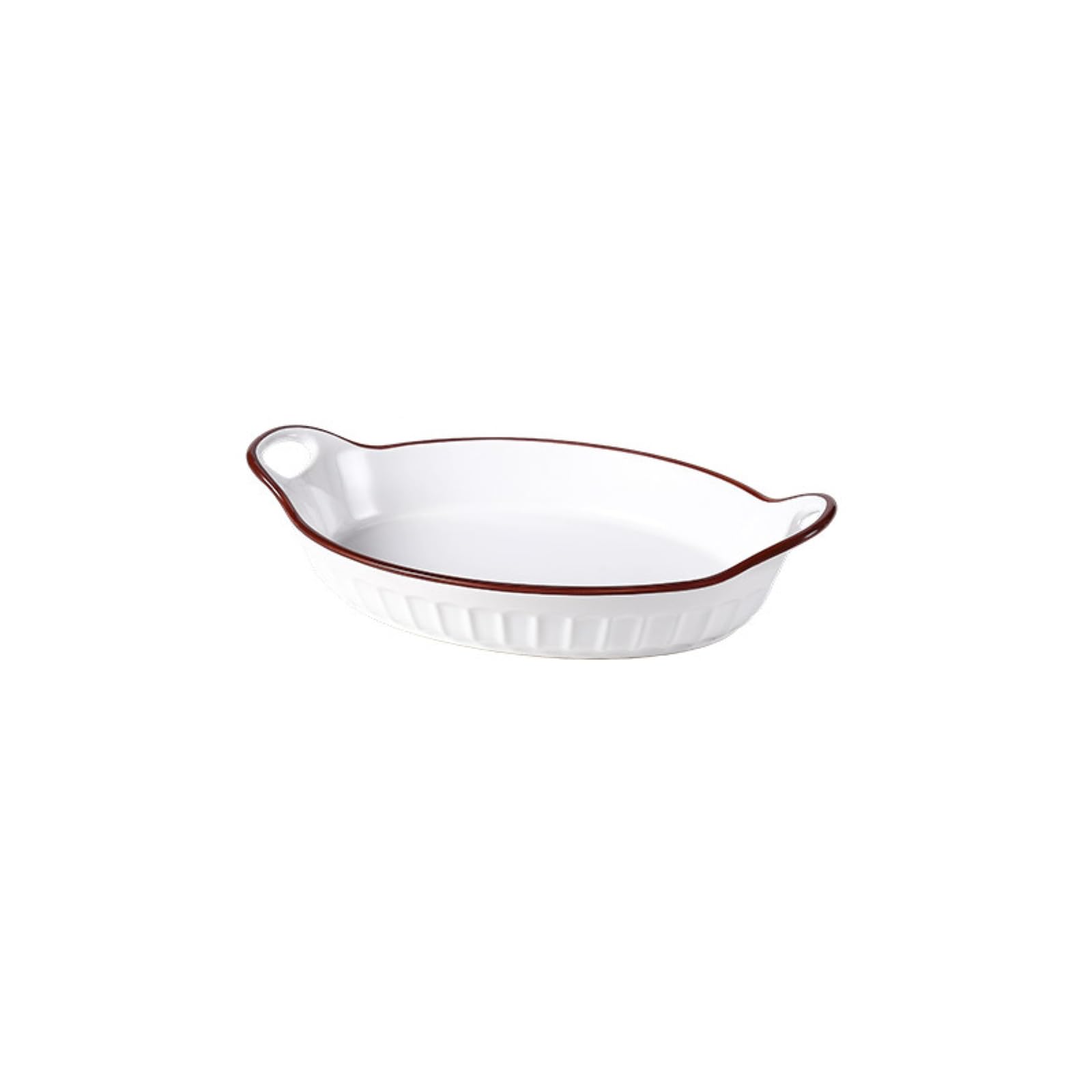 Plaque de cuisson céramique blanche Y sous glaçure marron de 31,8 cm