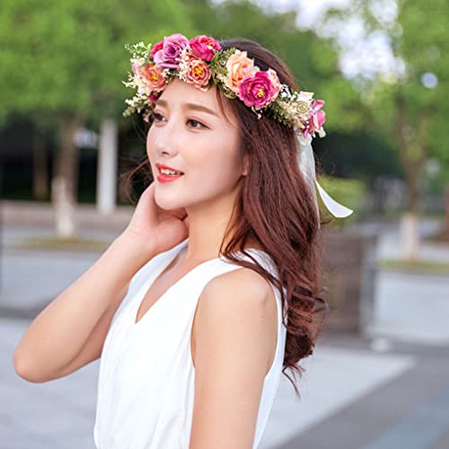 WIUSOODE Cabeça Coroa de flores Enfeite Faixa para a Cabeça Flor Fotografia Grinalda