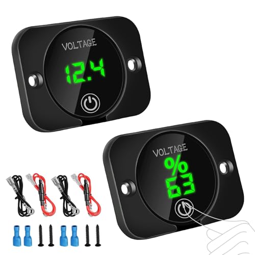 Linkstyle Battery Voltage Gauge, DC Volt Meter 12 Volt 24 Volt, LED Digital Display Voltage Meter, Waterproof Voltmeter with Touch Switch for Car RV Motorcycle Boat Golf Cart