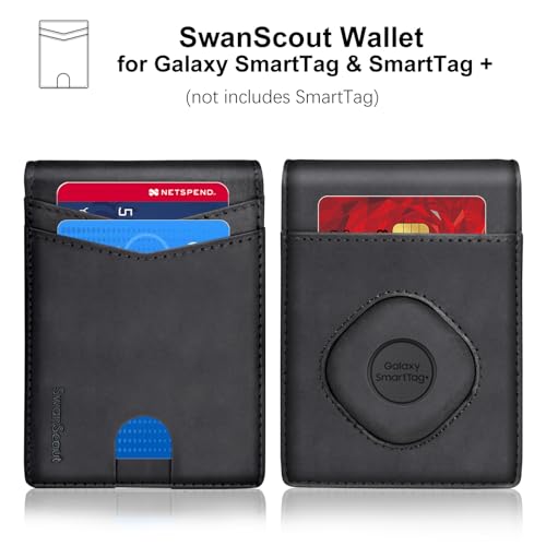 Wallet for Samsung Galaxy SmartTag & SmartTag+ Plus, Money Clip Version, RFID Blocking Genuine Leather Bifold Wallet with Gift Box (Not Include Tracker)2