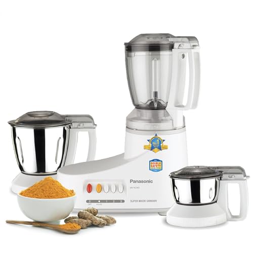 Panasonic 1000W Mixer Grinder With 3 Jar 6 in 1 Function Blending Wet & Dry Grinding Whipping Mincing Chopping Samurai Blade 2 Stainless Steel Wet/Dry Jar Interlocking Safety System -MX-AC300