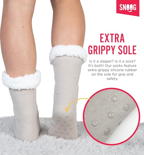 Image of SNOOG Fleece Lined Cozy Slipper Socks with Grippers - Non Slip Fuzzy Cabin Socks