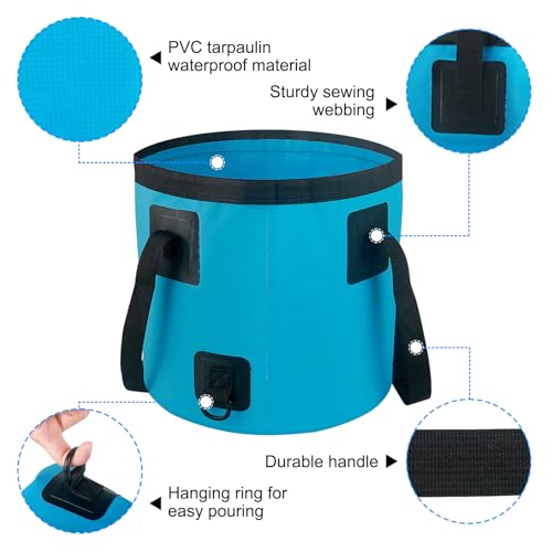 5 Gallon Collapsible Bucket with Handle, Car Wash Bucket Foldable Water Storage Container for Camping Fishing Beach Gardening, Portable Laundry Wash Basin for RV Cleaning Supplies Swamp Emergency Prep - Thumbnail 3