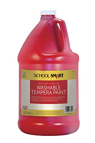 School Smart Tempera Paint, Washable, 1 Gallon, Red