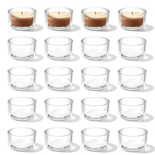 Dalephoric 20 Stück Teelichtgläser Set, Teelichthalter Glas 4,5cm x 2,5cm