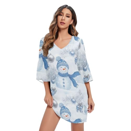 Robe de Noël légère en mousseline de soie manches 3/4 spécial plage