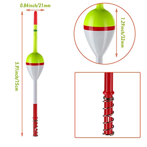 Sumind 10 Pieces Fishing Bobbers Balsa Wooden Oval Stick Spring Fishing Floats for Crappie Tackle Accessories(White and Yellow,0.83 x 1.26 Inches) by Sumind - Used condition - Image 2