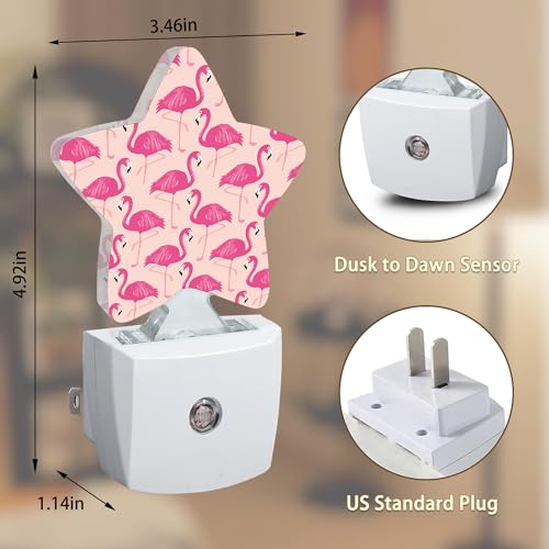Image of Pink Flamingo Night Lights Plug into Wall with Dusk to Dawn Sensor,Lamp for Bedroom Bathroom Hallway Nightlight for Women Girls