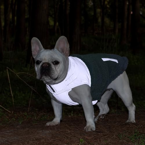 SGSPET Hunde-Wintermantel, Warmes Polsterfleece, Weste mit Geschirr, Wasser-Winddicht, reflektierend, bequem, verstellbar, für kleine/mittel Hunde (Blau, XS(Chest 32cm))