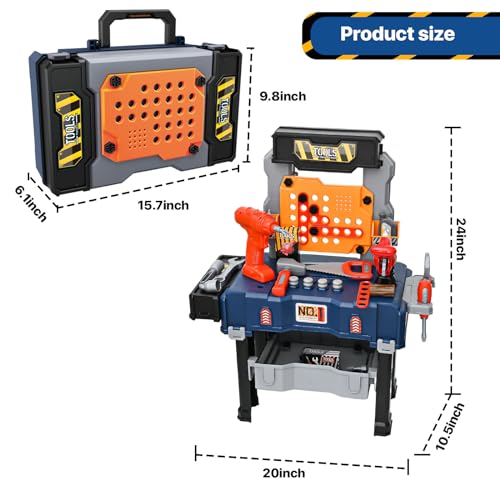 Mugeymyd BOHUA02 Kids Tool Bench Set With Electric Drill And Realistic Tool, Pretend Play Construction Workbench Toys For Toddlers thumb #5