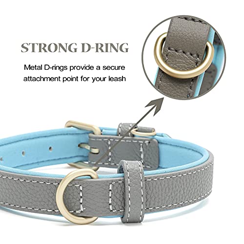 Tanpie Leather Dog Collar for Small Medium Large Dogs Soft Waterproof Padded Puppy Collars — view 6