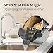 Kitchen Gizmo Snap N' Strain - Silicone Pasta Strainer Clip-On for Pots and Pans - Heat Resistant Colander for Vegetables and Noodles - Kitchen Gadgets for Cooking - Space-Saving Design - Gray
